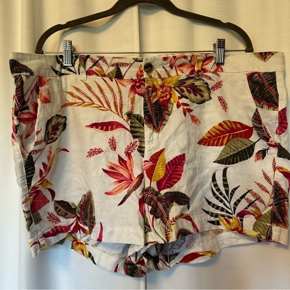 Old Navy Shorts Womens 18 Multicolor Floral Linen Blend Everyday Short Preppy - Picture 1 of 11